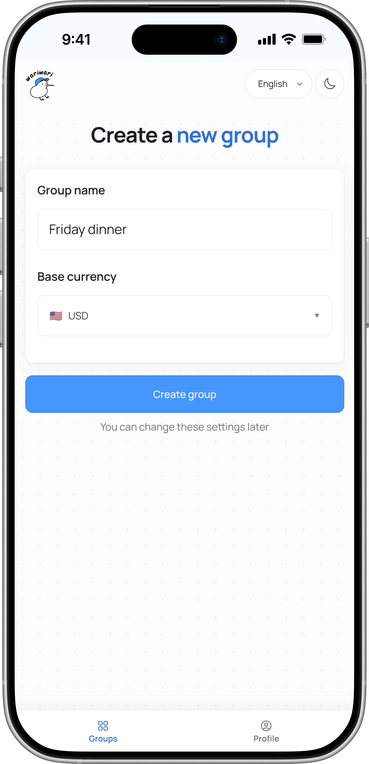 Crear un grupo de wariwari en un iPhone